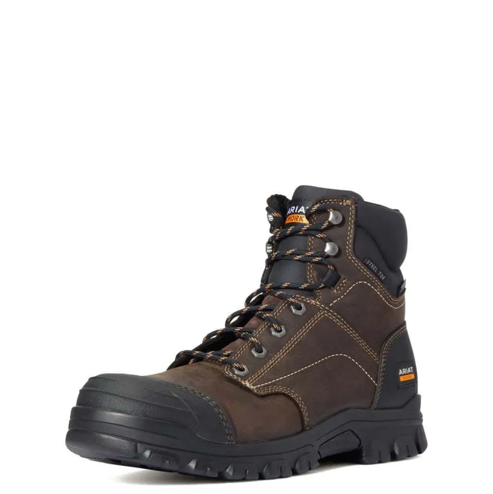 Ariat Treadfast 6" Waterproof Steel Toe Work Boot - Dark Brown 10034673