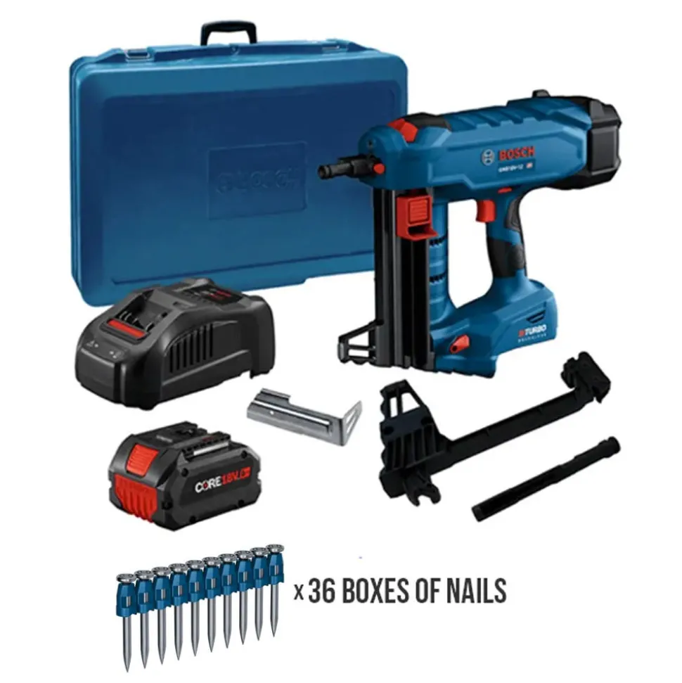 Bosch Power Tools PROFACTOR 18V Concrete Nailer Kit with 36 Boxes of 1-1/4" Collated Concrete Nails