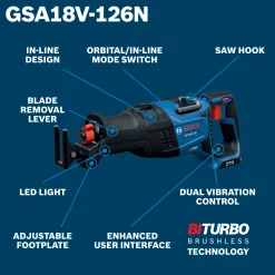 Bosch Power Tools 18V 1-1/4" Reciprocating Saw GSA18V-126N