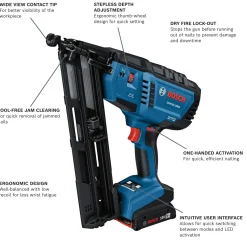 Bosch Power Tools 18V 15-Gauge Angled Finisher Kit GNH18V-15MAB12