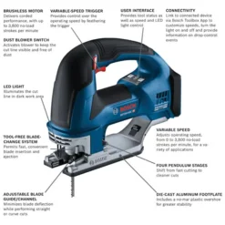 Bosch 18V Brushless Connected Top-Handle Jig Saw (Bare Tool) GST18V-60CN