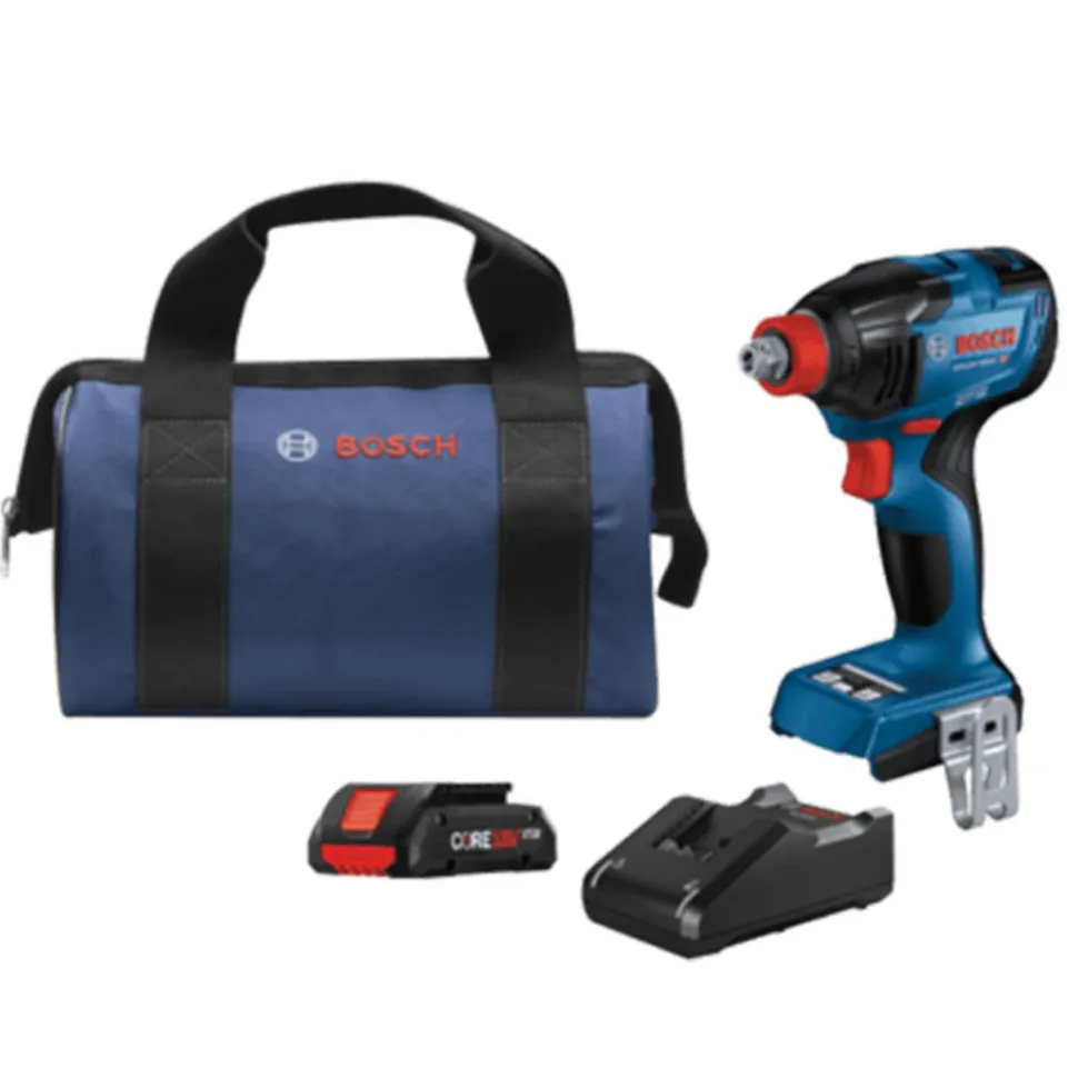 Bosch 18V Brushless Connected-Ready Freak 1/4'' and 1/2'' Two-In-One Bit/Socket Impact Driver Kit with CORE18V 40 Ah Compact Battery GDX18V-1860CB15