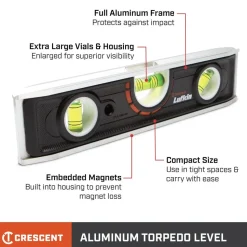 Crescent 9” Aluminum Torpedo Level LTLA1100-02