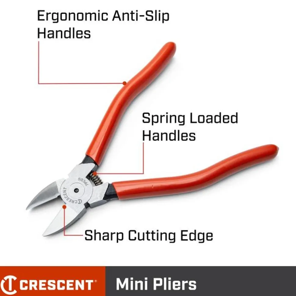 Crescent 5" Dipped Handle Plastic Cutting Pliers 5PCDG