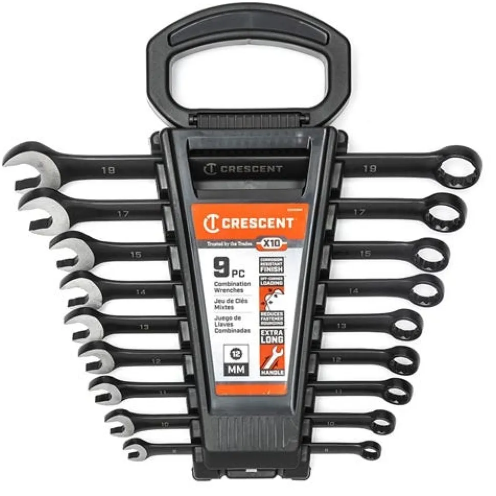Crescent 9 Piece 12 Point Long Pattern Combination Metric Wrench Set CCWS9BM