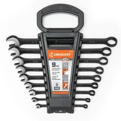 Crescent 9 Piece 12 Point Long Pattern Combination SAE Wrench Set CCWS9BS