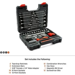 Crescent Tools 70 Piece 1/4" & 3/8" Drive SAE/Metric Mechanics Tool Set CTK70C