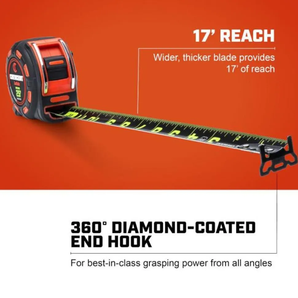 Crescent Tools 1-1/4" x 25' SHOCKFORCE NITE EYE Tape Measure (2 Pack) L1325BSET2V-02