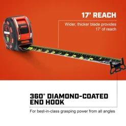 Crescent Tools 1-1/4" x 25' SHOCKFORCE NITE EYE Tape Measure L1325B-02