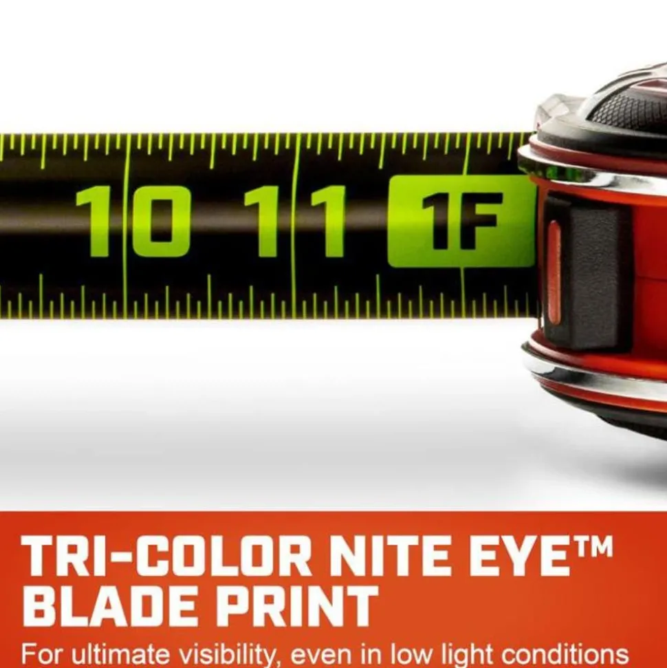 Crescent Tools 1-1/4" x 25' SHOCKFORCE NITE EYE Tape Measure L1325B-02