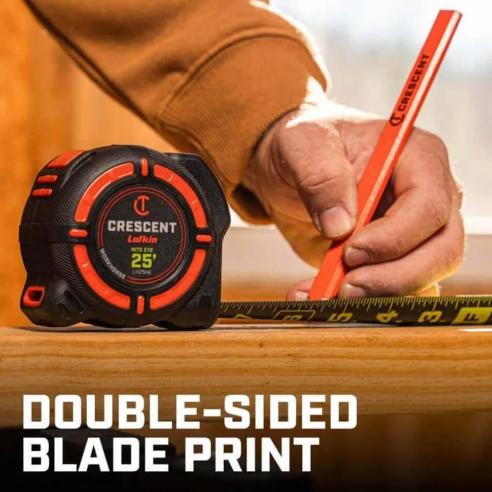 Crescent Tools 1-1/4" x 25' WORKHORSE NITE EYE Magnetic Tape Measure LM1125NE