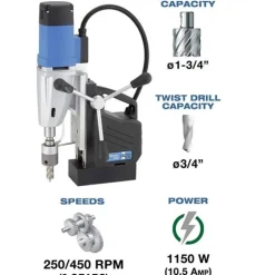CS Unitec 1-5/8" Two-Speed Portable Magnetic Drill MABASIC 450
