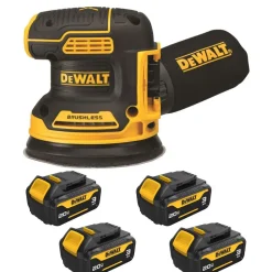 DeWalt 20 V MAX Brushless 5" Random Orbit Sander With 20V MAX* 3Ah Battery (4 Pack) DW-DCB200-4-DW-DCW210B