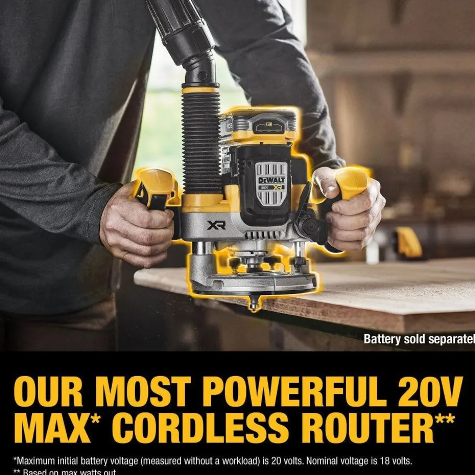 DeWalt 20V MAX XR 2-1/4 Peak HP Plunge Router With 20V MAX XR POWERPACK 8 Ah Battery Kit DW-DCW620B-DW-DCB2108