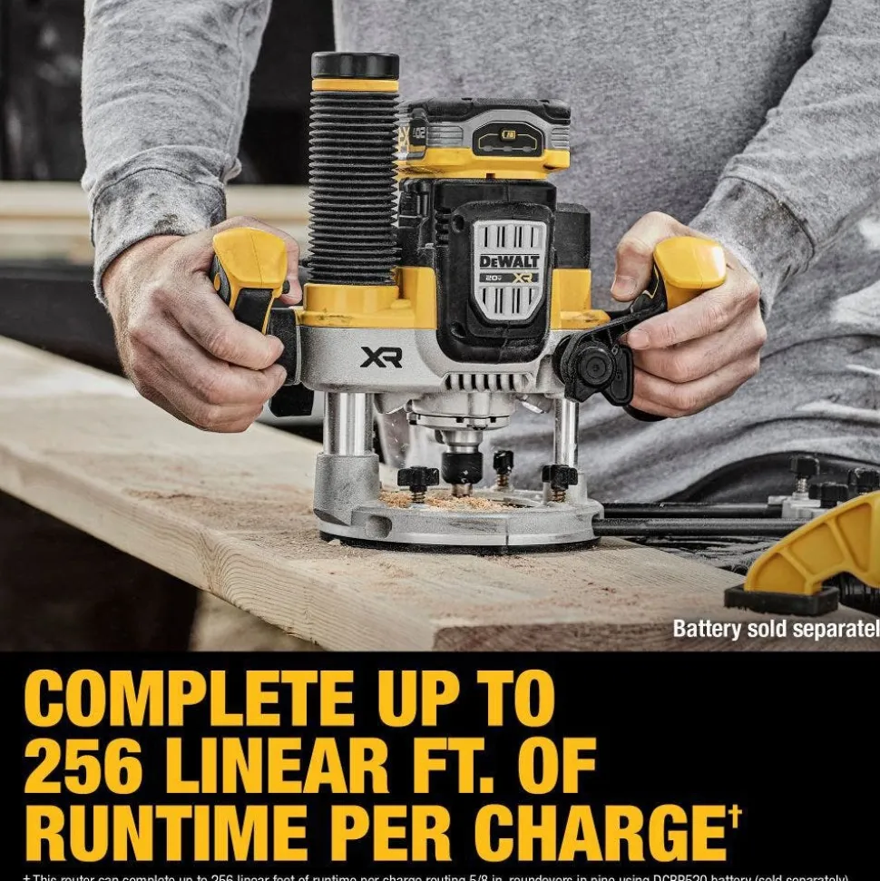 DeWalt 20V MAX XR 2-1/4 Peak HP Plunge Router With 20V MAX XR POWERPACK 8 Ah Battery Kit DW-DCW620B-DW-DCB2108