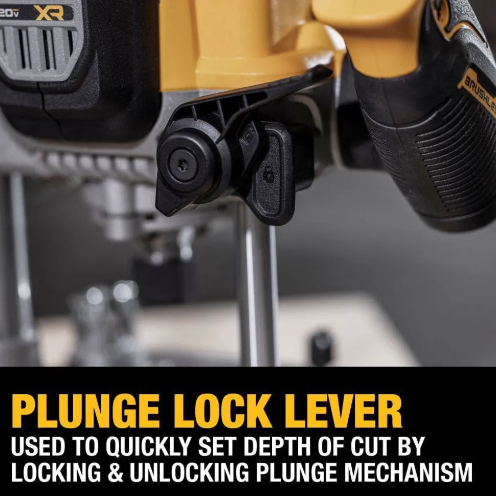 DeWalt 20V MAX XR 2-1/4 Peak HP Plunge Router With 20V MAX XR POWERPACK 8 Ah Battery Kit DW-DCW620B-DW-DCB2108