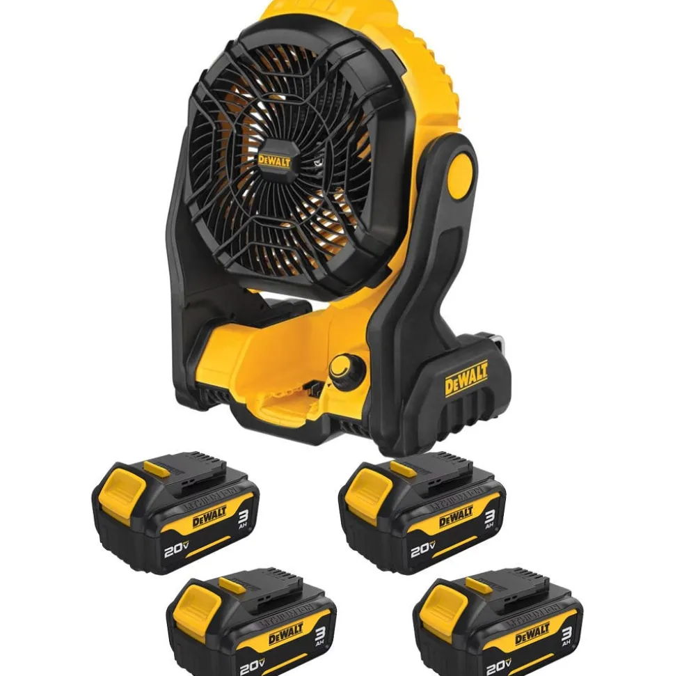 DeWalt MAX Jobsite Fan Bare Tool With 20V MAX* 3Ah Battery (4 PK) DW-DCB200-4-DW-DCE512B