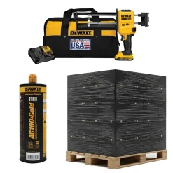 DeWalt Pallet AC100+ Gold 28 Oz Dual-Cartridge 10:1 (288x) + 20V Acrylic Dispensers (3x) Bundle DW-8490SD-PWR-DW-DCE595D1