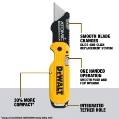 DeWalt Power Tools ATOMIC COMPACT SERIES Push and Flip Folding Utility Knife DWHT10990