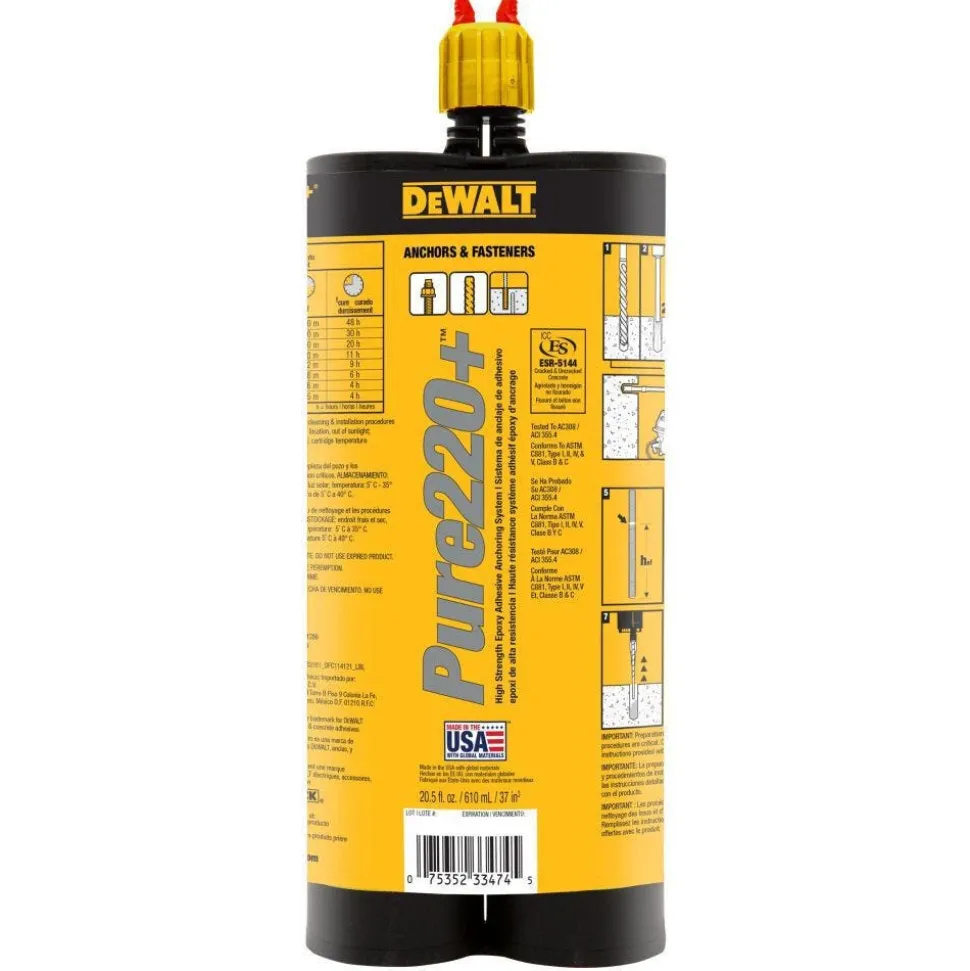 DeWalt Pure220+ 20.5 oz Dual-Cartridge 1:1 Epoxy Anchor DFC114121