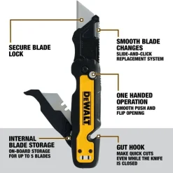 DeWalt Push & Flip Folding Utility Knife w/ Storage DWHT10992