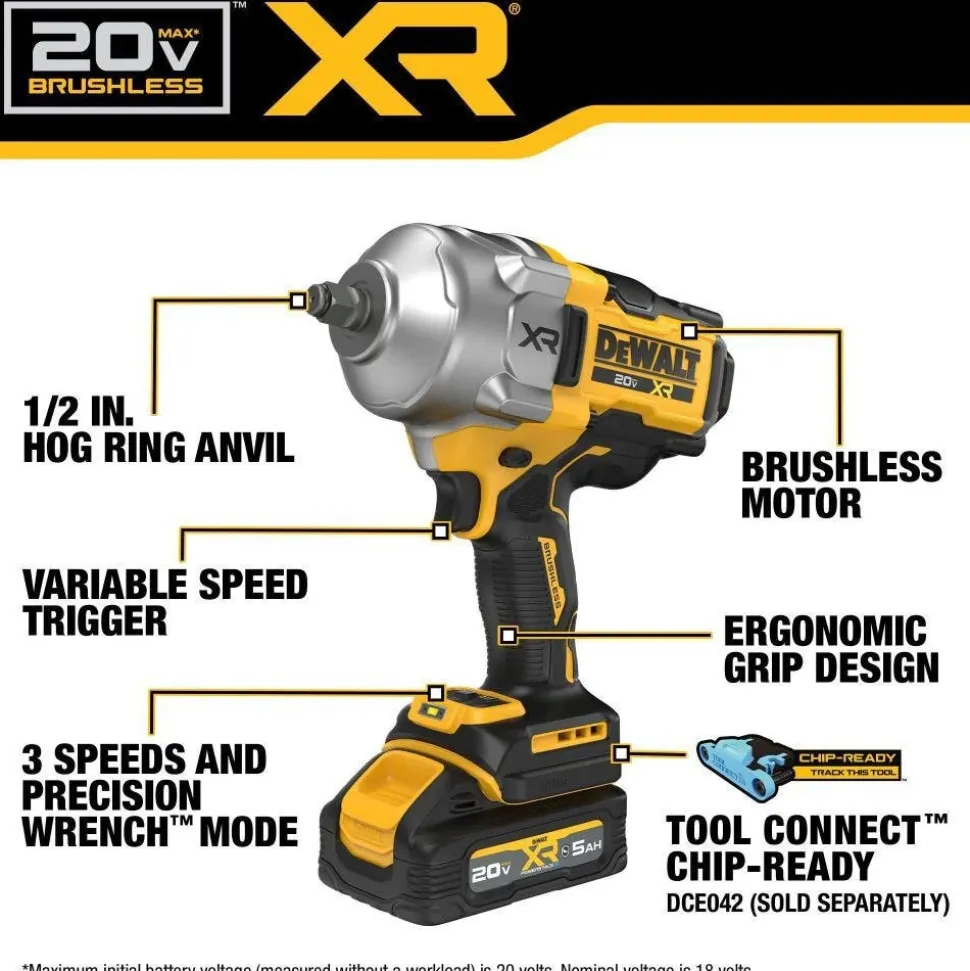 DeWalt 20V 1/2" High Torque Impact Wrench DCF961GH1