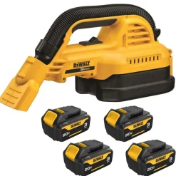 DeWalt 20V MAX 1/2 Gallon Wet/Dry Portable Vac With 20V MAX* 3Ah Battery (4 PK) DW-DCB200-4-DW-DCV517B
