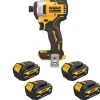 DeWalt 20V MAX Brushless Atomic Compact 1/4" Impact Driver With 20V MAX* 3Ah Battery (4 Pack) DW-DCB200-4-DW-DCF809B