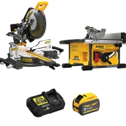 DeWalt 60V MAX* Brushless Cordless 12" Double-Bevel Sliding Miter Saw With Table Saw DW-DCS781X1-DW-DCS7485B