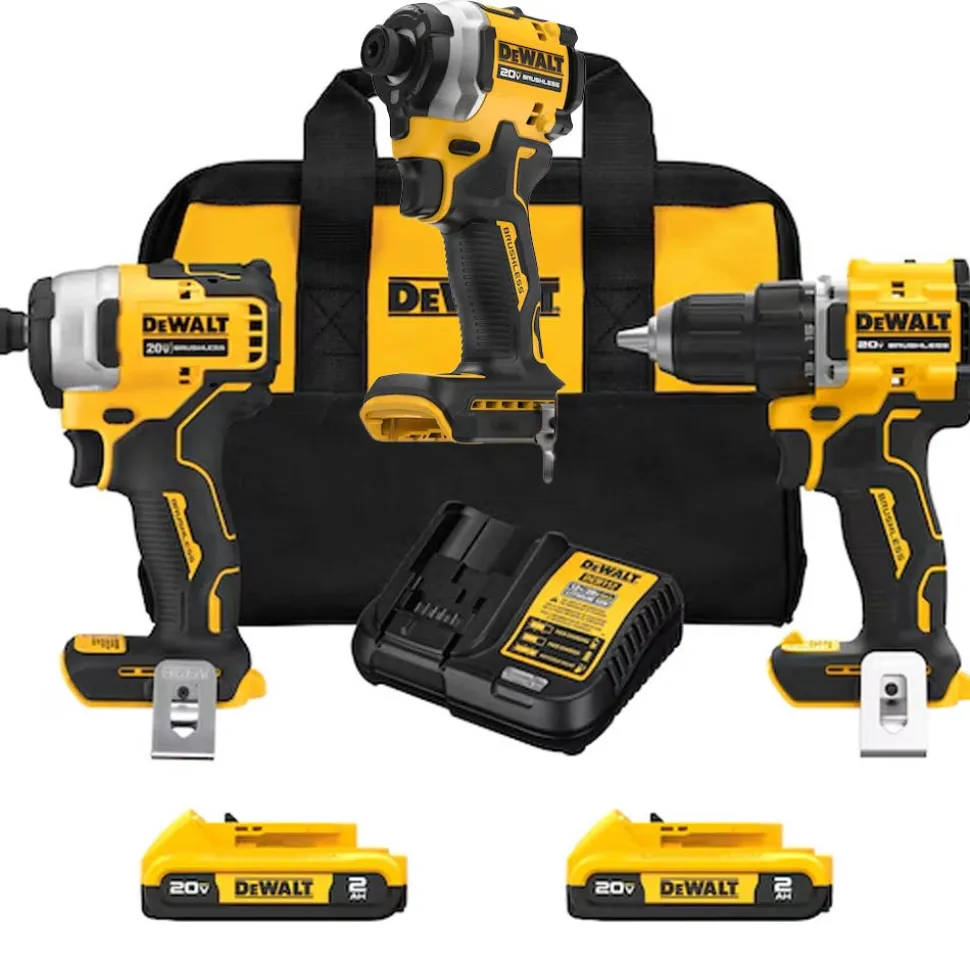 DeWalt 20V MAX* Brushless Compact Drill/Driver, Impact Driver and Brushless Cordless 3-Speed 1/4" Impact Driver Kit DW-DCK225D2-DW-DCF850B