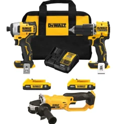 DeWalt 20V MAX Impact Driver, Hammer Drill & Cut-Off Tool 3 Tool Combo Kit DW-DCK226D2-DW-DCG412B