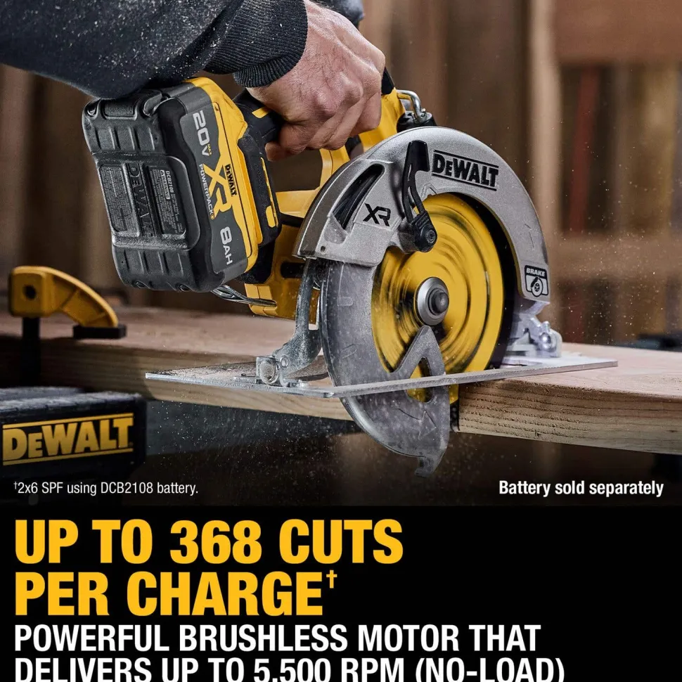 DeWalt 20V MAX Lithium-Ion 7-1/4" Cordless Circular Saw Kit with 80 Ah Battery, Charger and Kit Bag DCS590WW1