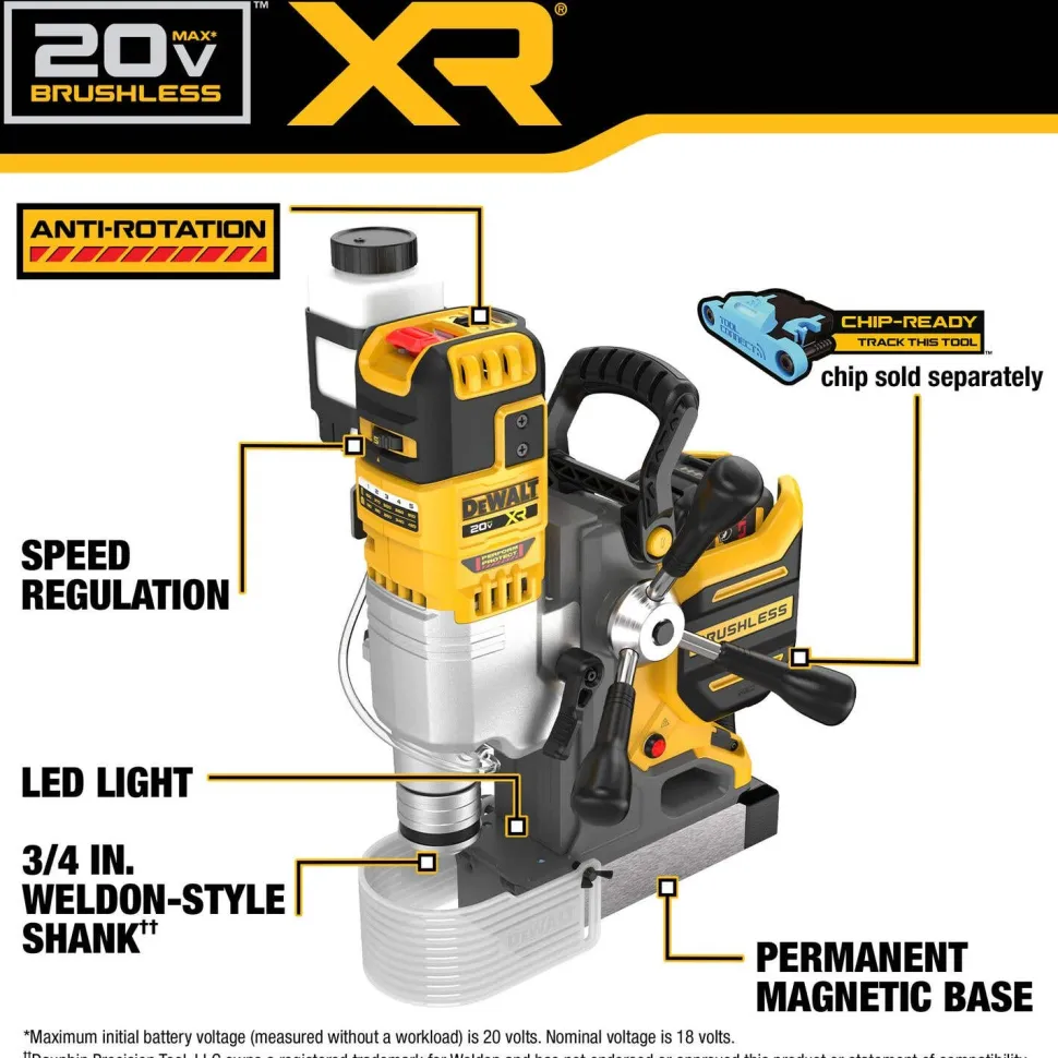 DeWalt 20V MAX XR 2" Cordless Brushless Magnetic Drill Press Kit DCD1624GX2
