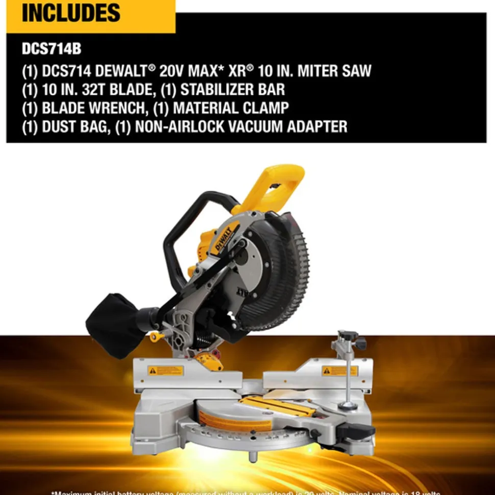DeWalt 20V MAX XR 10" Double Bevel Fixed Miter Saw (Tool Only) DCS714B