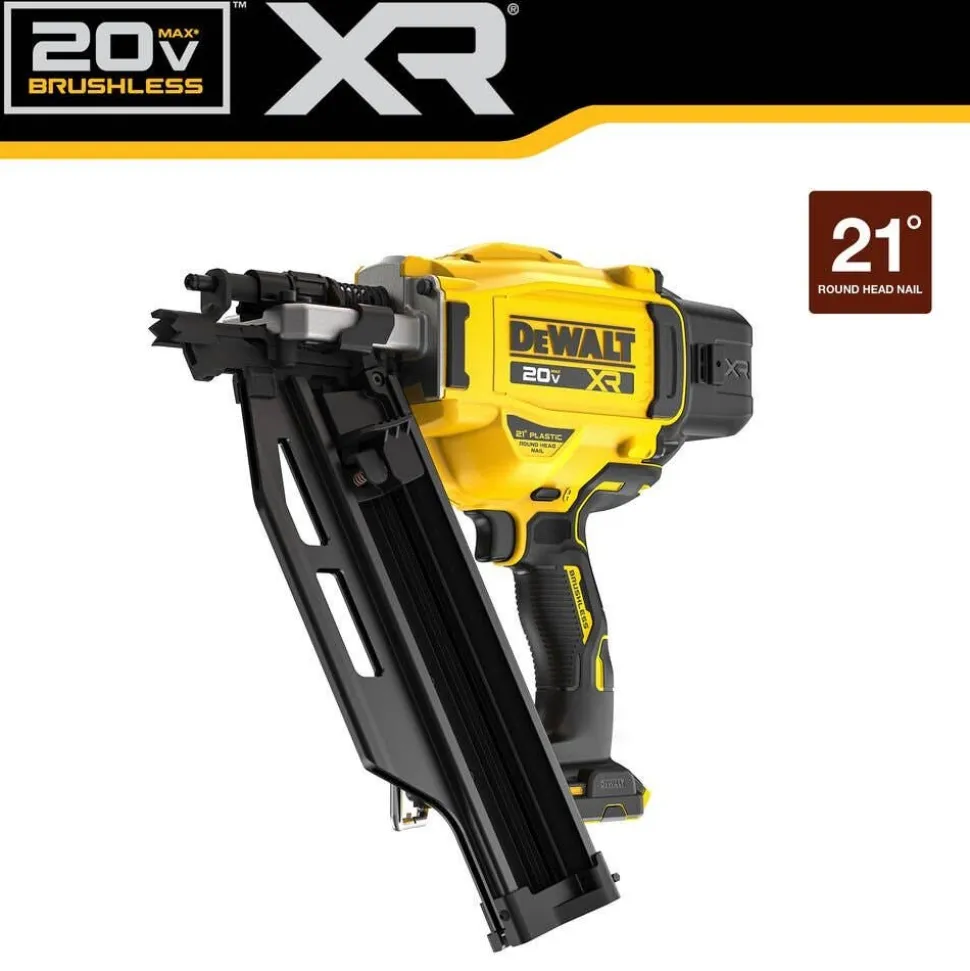 DeWalt 20V MAX XR Brushless Cordless 21 Degree Plastic Collated Framing Nailer (Tool Only) DCN920B