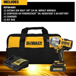 DeWalt 20V MAX XR Brushless Cordless 3/4" High Torque Impact Wrench With Hog Ring Anvil Kit with XR POWERSTACK DCF964GH1
