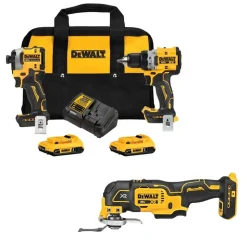 DeWalt 20V MAX XR Drill/Driver, ATOMIC Impact Combo Kit & 4.5" 3-Speed Oscillating Multi-Tool KIT DCK2051D2-DCS356B