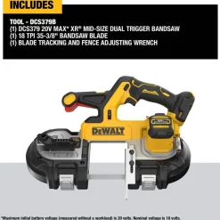 DeWalt 20V MAX XR Dual Trigger Mid-Size Bandsaw (Tool Only) DCS379B