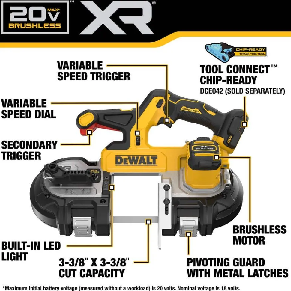 DeWalt 20V MAX XR Dual Trigger Mid-Size Bandsaw (Tool Only) DCS379B