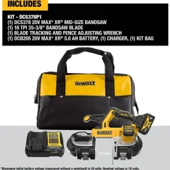 DeWalt 20V MAX XR Mid-Size Bandsaw 5.0Ah Kit DCS378P1