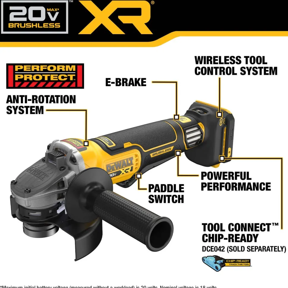 DeWalt 20V XR Lithium-Ion Cordless 4-1/2" to 5" Angle Grinder Kit with 80 Ah Battery, Charger and Kit Bag DCG410WW1