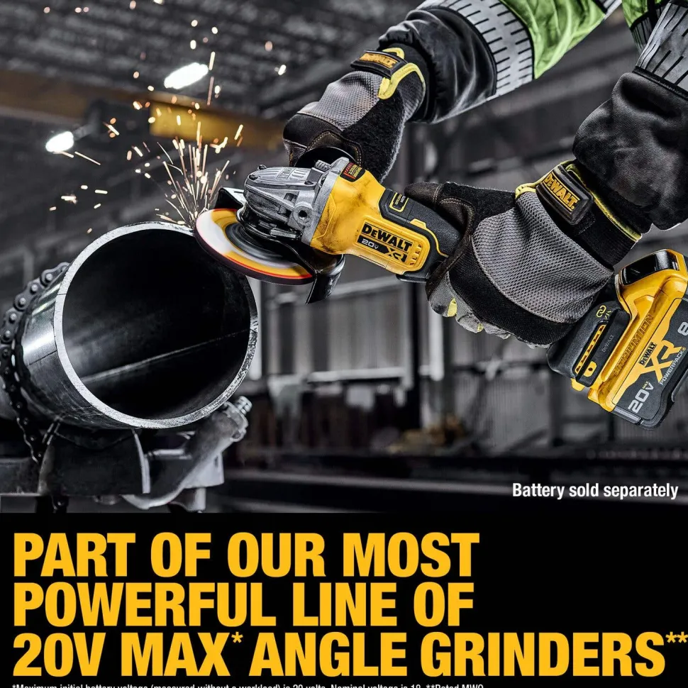DeWalt 20V XR Lithium-Ion Cordless 4-1/2" to 5" Angle Grinder Kit with 80 Ah Battery, Charger and Kit Bag DCG410WW1