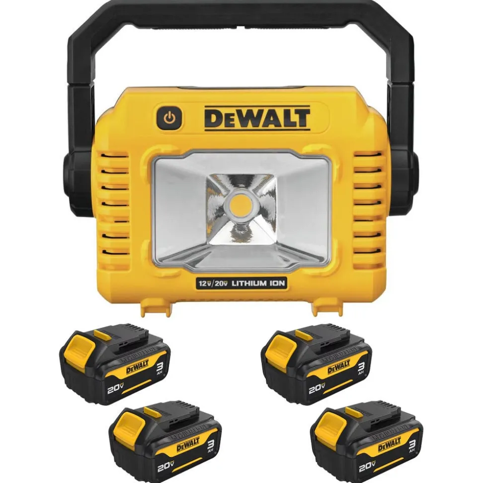 DeWalt 12V/20V MAX Compact Task Light With 20V MAX* 3Ah Battery (4 PK) DW-DCB200-4-DW-DCL077B