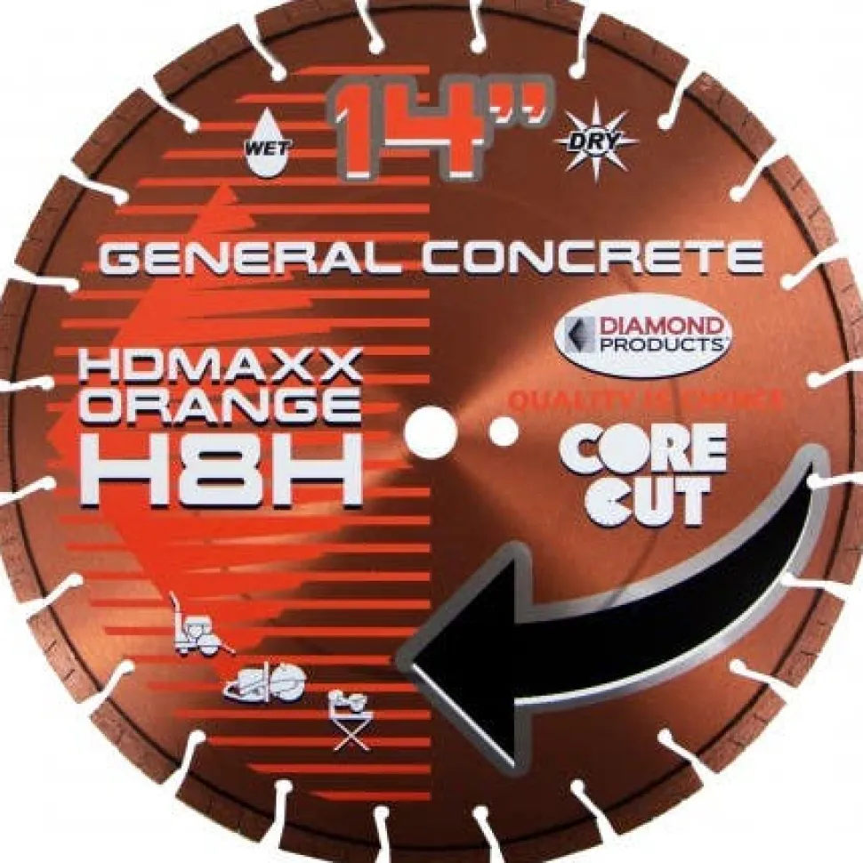Diamond Products 20" x .125" HD MAXX Orange Wet/Dry High Speed Blade H8H Concrete 1" Arbor 11561