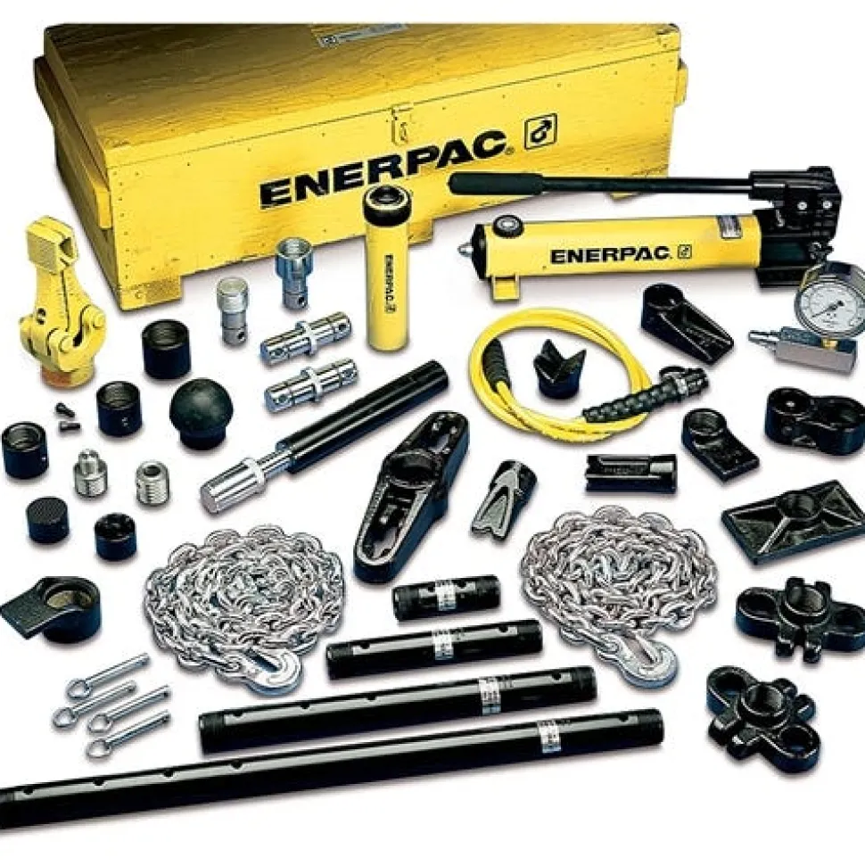 Enerpac 5 Ton Hydraulic Cylinder & Hand Pump Set w/ 35 Cylinder Attachments MS210