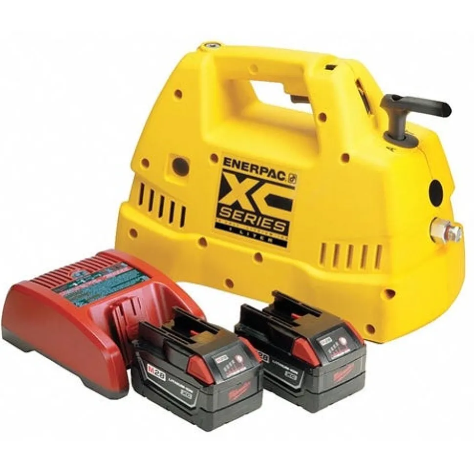 Enerpac XC-Series Cordless Hydraulic Pump 3/2 Valve 60 in3 Usable Oil 2 Battery Kit w/ 115V Charger XC1201MB
