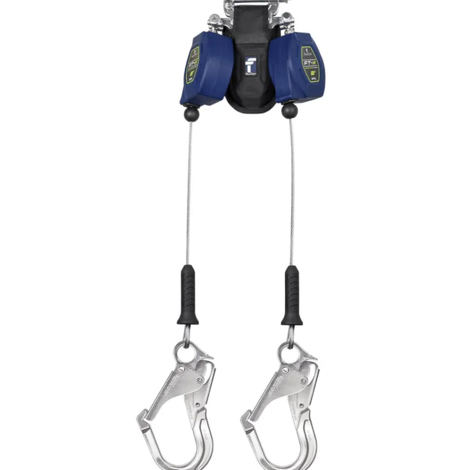 FallTech 8' Cable FT-X Class 2 LE SRL, Twin-leg with Aluminum Rebar Hooks 82808TP5