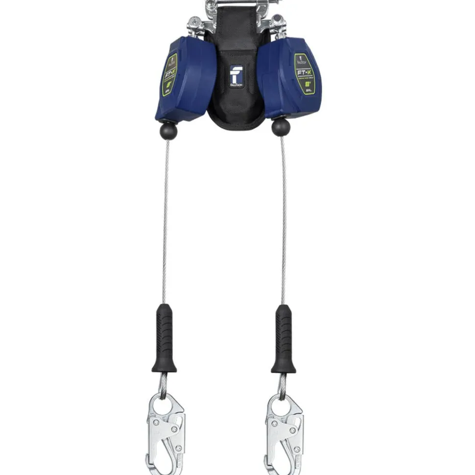 FallTech 8' Cable FT-X Class 2 LE SRL, Twin-leg with Steel Snap Hooks 82808TP1