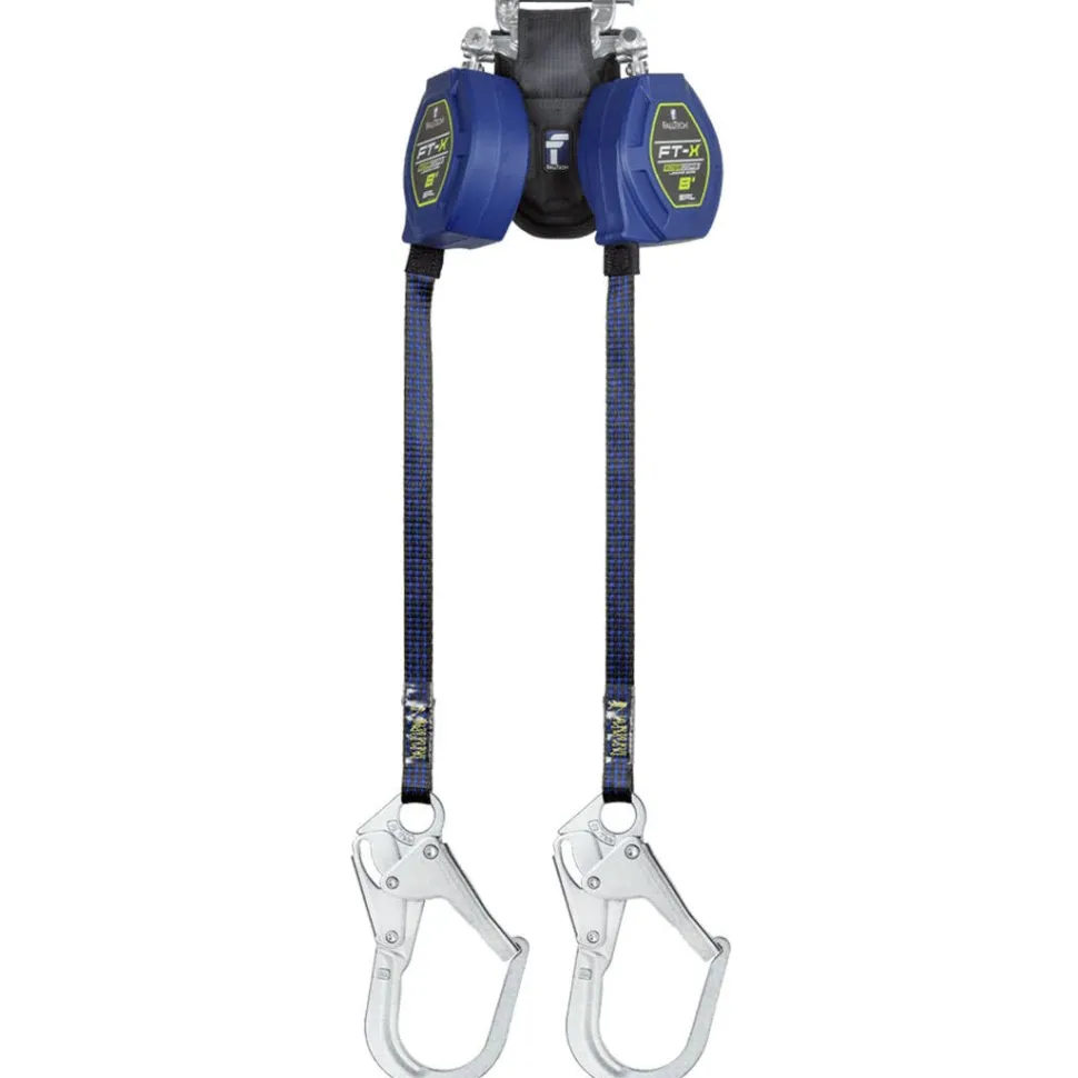 FallTech 8' EdgeCore FT-X Class 2 LE SRL, Twin-leg with Steel Rebar Hooks 84108TP3