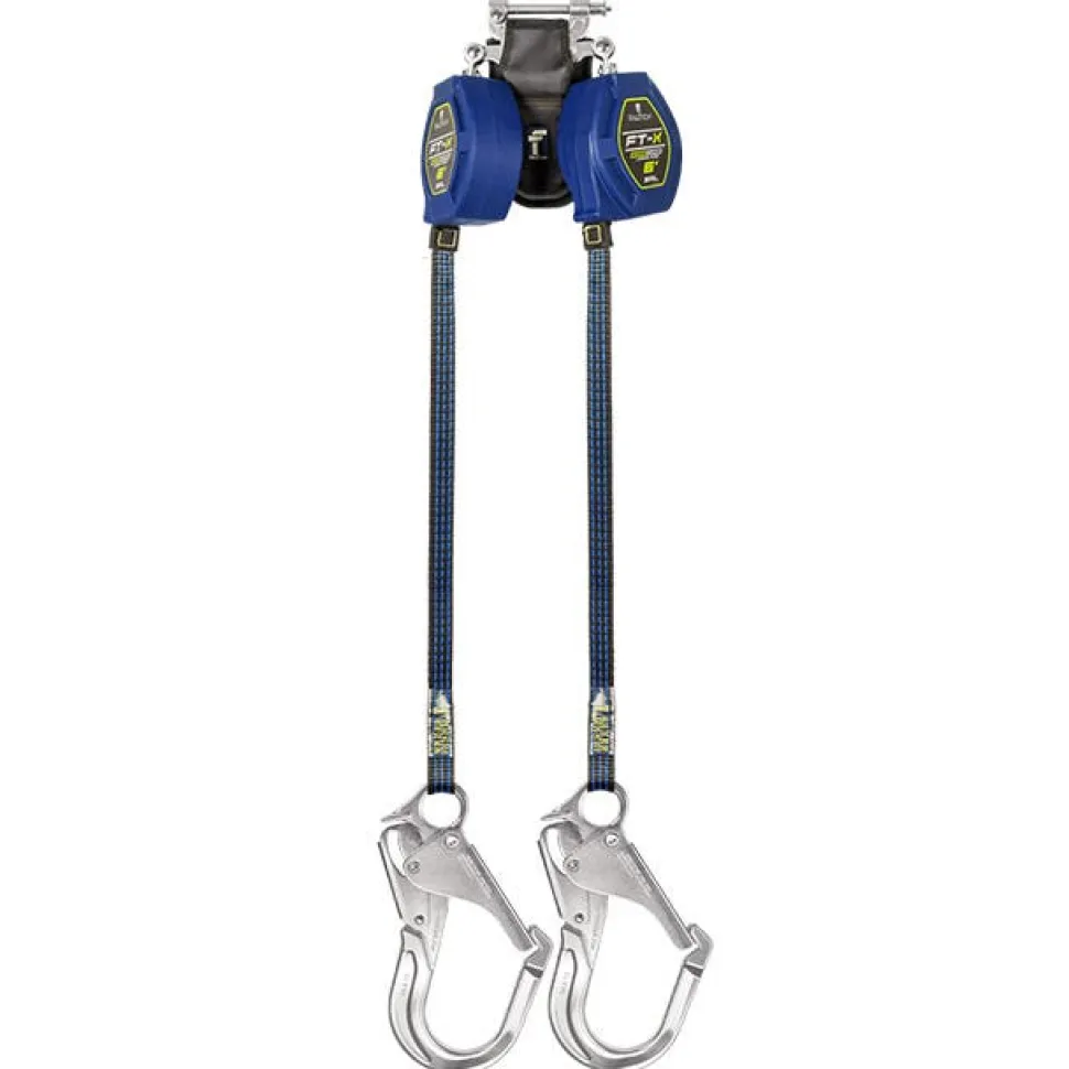 FallTech 6' FT-X EdgeCore Class 2 Personal SRL-P, Twin-Leg w/ Aluminum Rebar Hooks 84106TP5